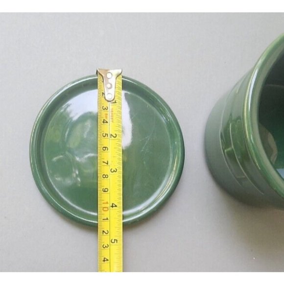 Longaberger Pottery Woven Traditions Lidded Jar 16 oz Ivy Green Salt 1 Pint - Picture 8 of 11